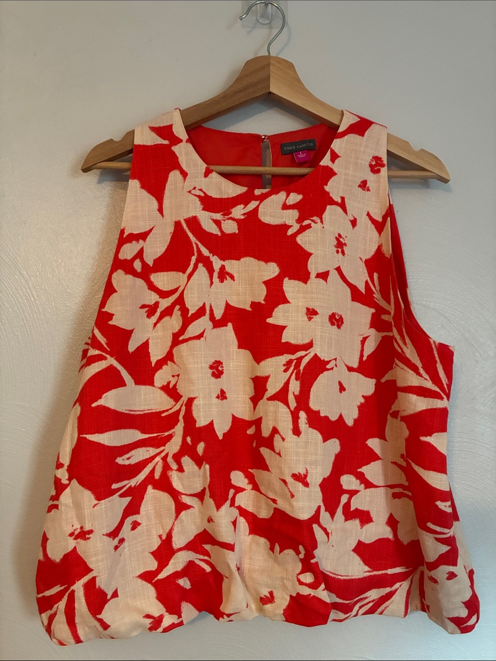 Vince Camuto Linen Bubble Top Floral Sleeveless Tank